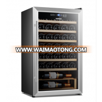 51 bottles compressor wine cooler stainless steel door trim with wooden shelves